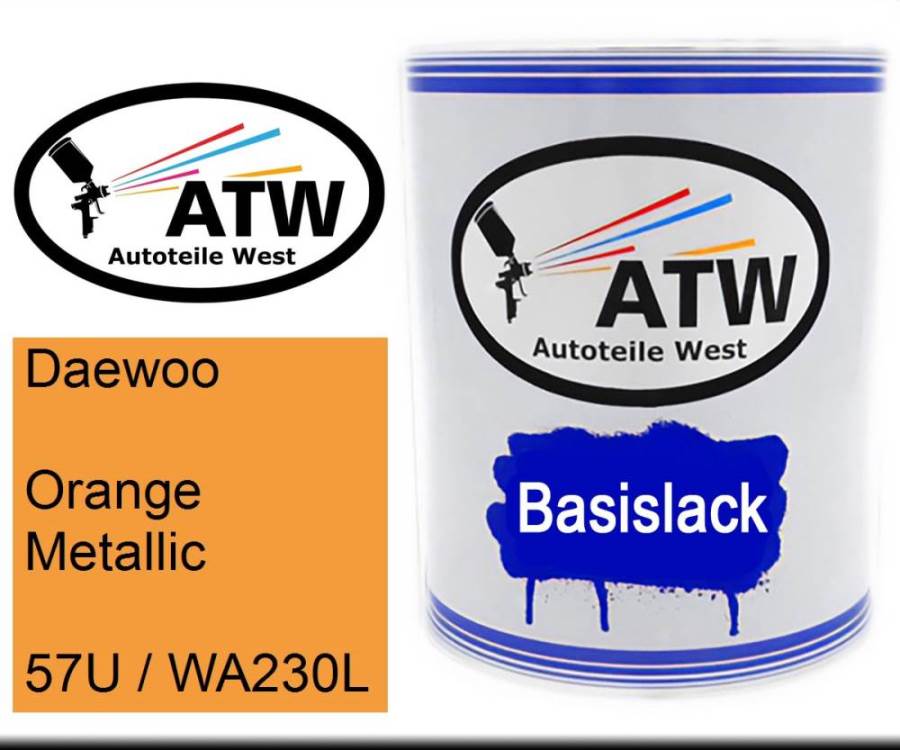 Daewoo, Orange Metallic, 57U / WA230L: 1L Lackdose, von ATW Autoteile West.